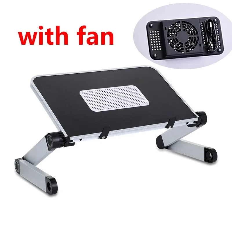Cooling Stand Tablet - 冷却ファン付き調節可能なラップトップスタンド 高さ角度調整可能 折りたたみ式デスク 多機能コンピューターテーブル ラップオフィスデスク