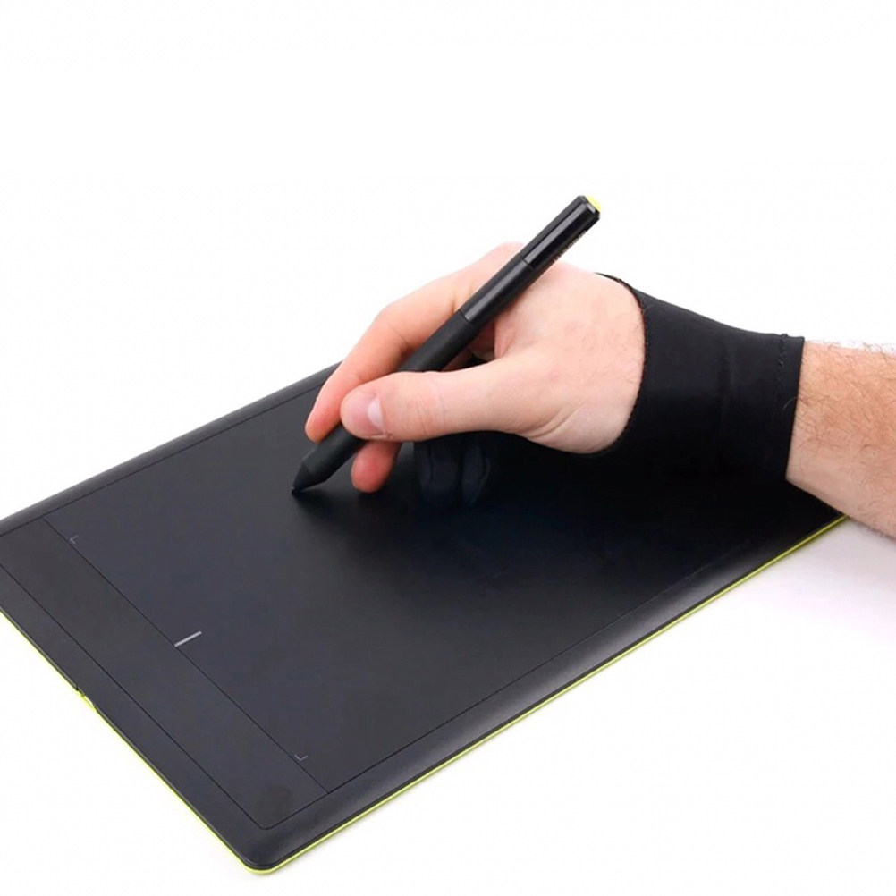 Drawing Glove Artist - 4枚入り、アーティスト用、2本指対応の描画用手袋。伸縮性素材で汚れ防止、通気性に優れ、タブレットでの描画時に誤操作を防ぎます。