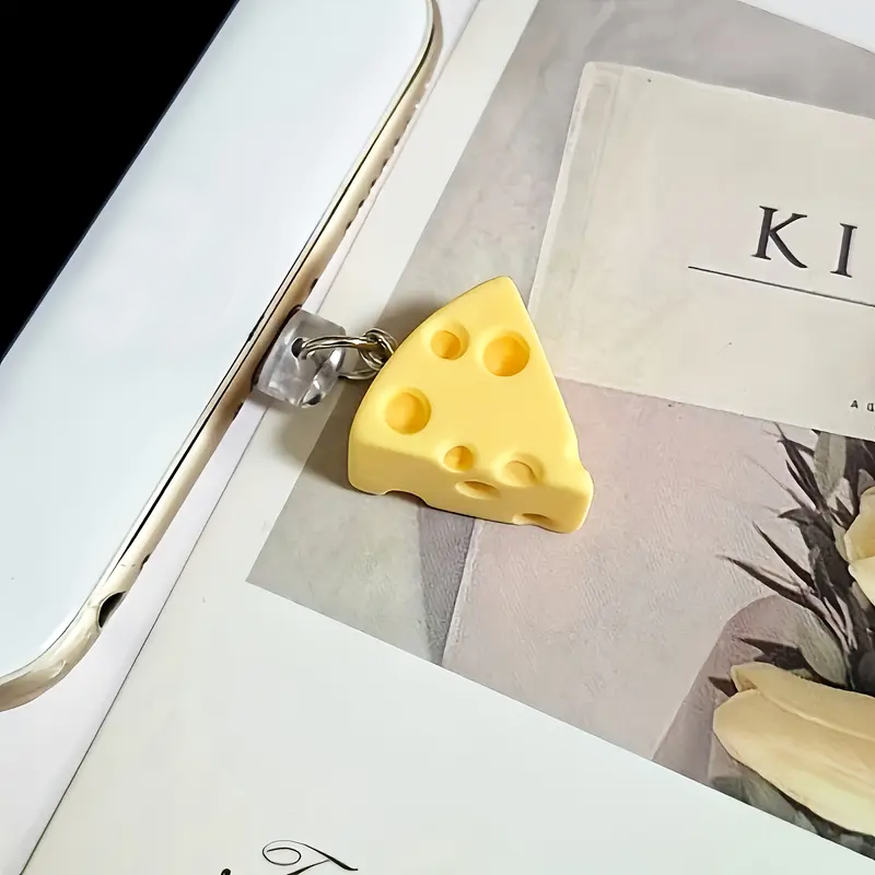 Tablet Cute Accessories - 1 個のかわいい実用的なミニ樹脂チーズチャームダストプラグアクセサリー携帯電話、タブレット、ラップトップ、Type-C & ライトニングポート用