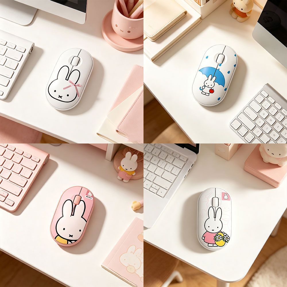 Tablet Cute Accessories - かわいいミッフィーのワイヤレスマウス、静音でキュートなデザイン、女の子向け、高級感のある外観、オフィス用、ノートパソコンとタブレットに対応、漫画風で素敵。