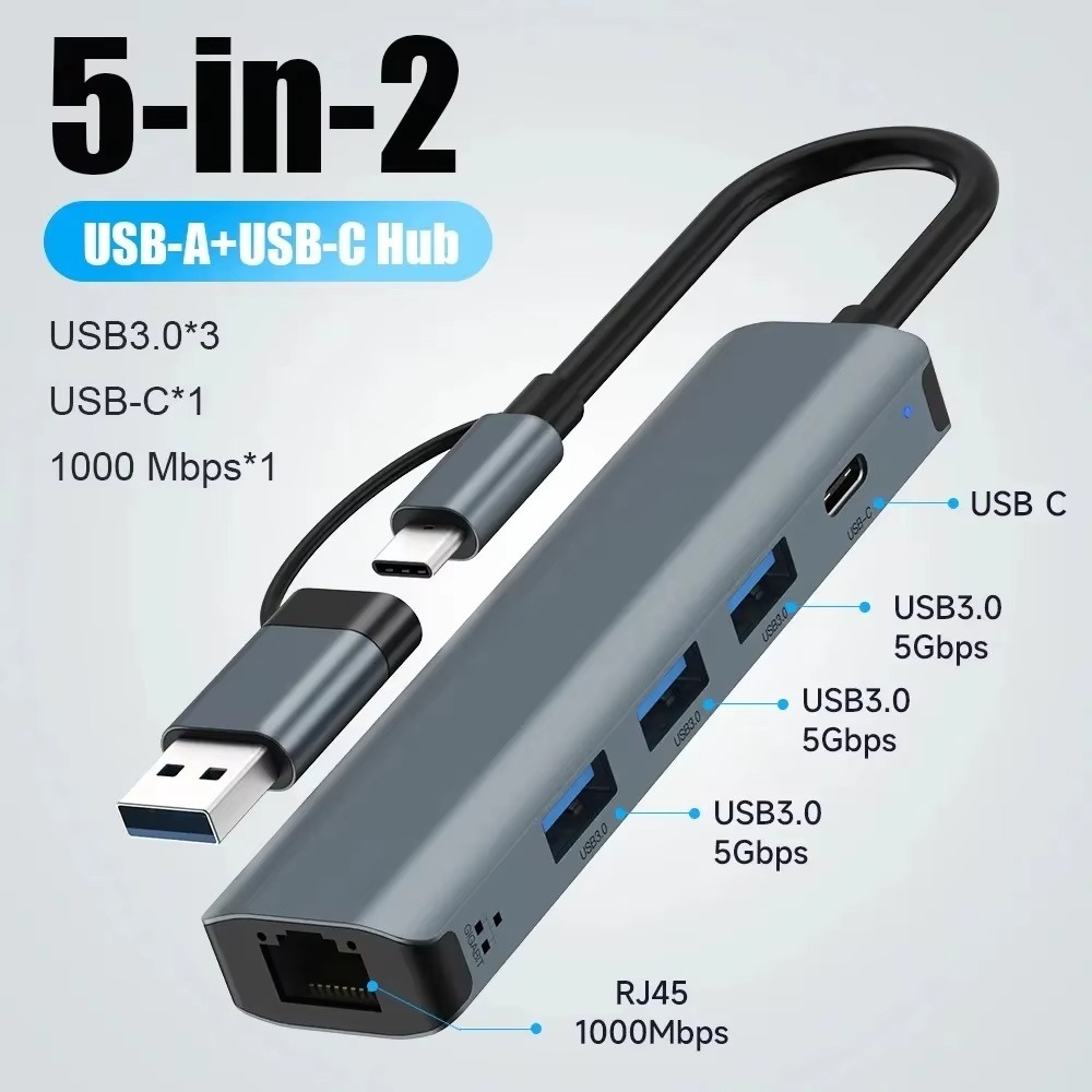 Usb Hub Type C - マルチポートUSB-Cハブ、5 in 2 USB 3.0 Type-Cスプリッターアダプター、MacBook