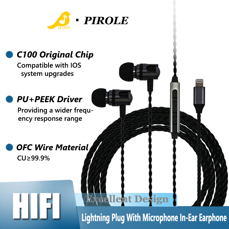 Wired Earphone Lightning - オリジナル有線イヤホン、マイク付き、インイヤー型、Lightning接続、Apple iPhone 5、6、7、8、XS、XR、11、12、13、14 Pro Max対応。