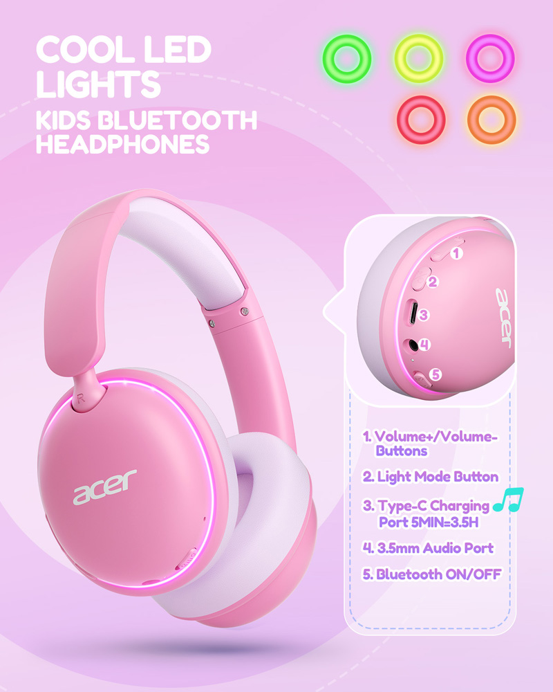 Acer キッズ用Bluetooth 6.0ヘッドホン オー - Wired Earphone Lightning のレビューと価格