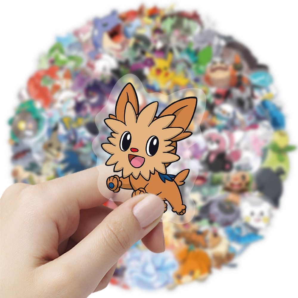100枚入りポケモンステッカー かわいい漫画風透明防水デカー - Tablet Cute Accessories のレビューと価格