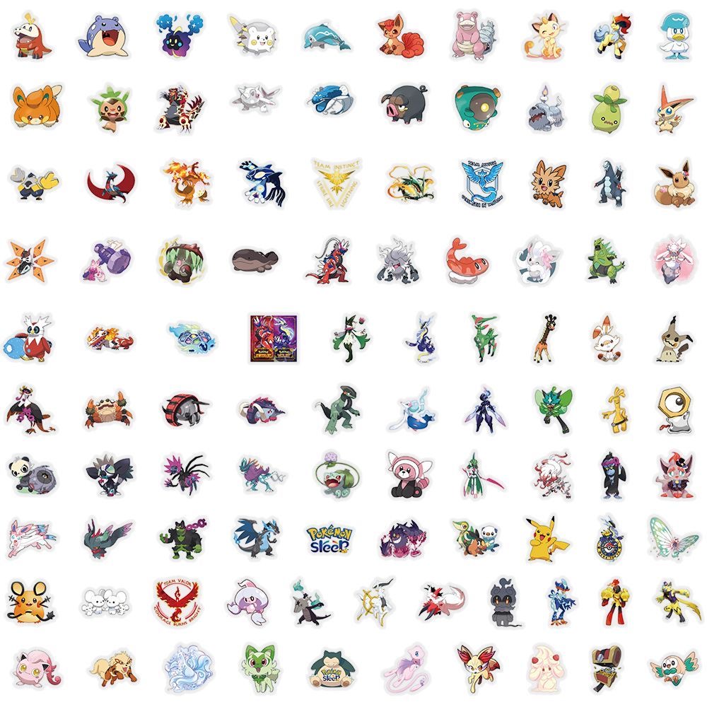 100枚入りポケモンステッカー かわいい漫画風透明防水デカー - Tablet Cute Accessories のレビューと価格