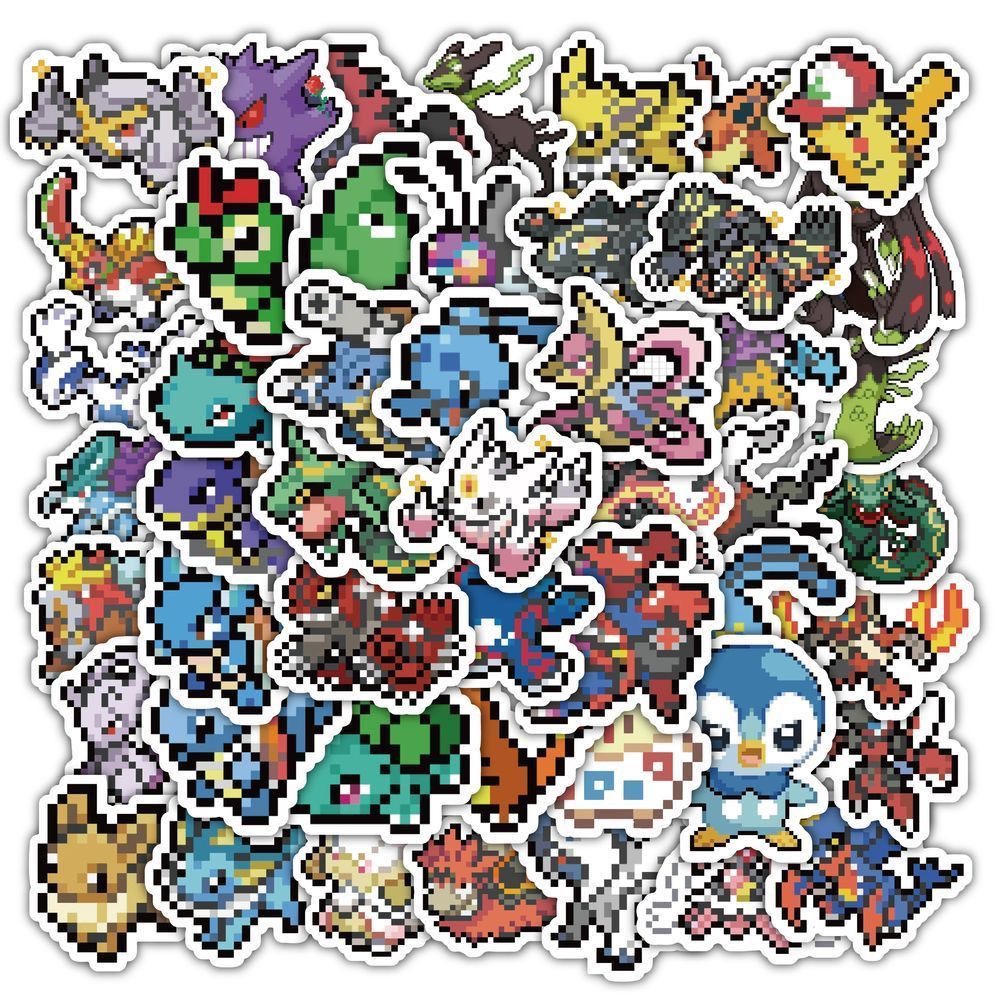 60枚入り ピクセルポケモンステッカー かわいいポケットモン - Tablet Cute Accessories のレビューと価格