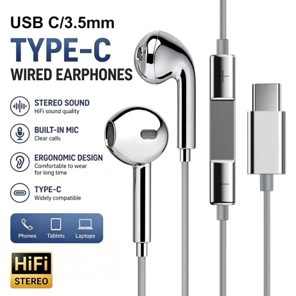 メタリック仕上げの有線イヤホン。インラインリモコン付きで、ハ - Wired Earphone Lightning のレビューと価格