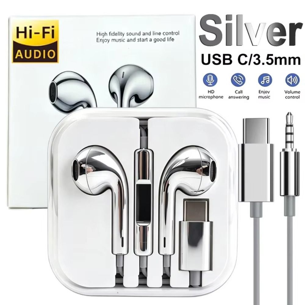 メタリック仕上げの有線イヤホン。インラインリモコン付きで、ハ - Wired Earphone Lightning のレビューと価格